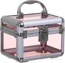 Кейс для косметики, прозрачный розовый 15х11х11 см