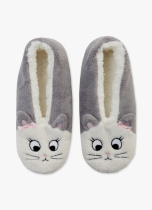 Soft slippers with cat embroidery