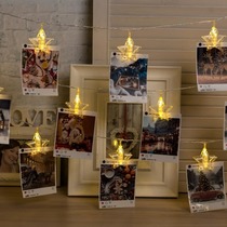 Garland clothespins for photographs with backlight