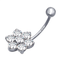 Silver piercing with cubic zirconia