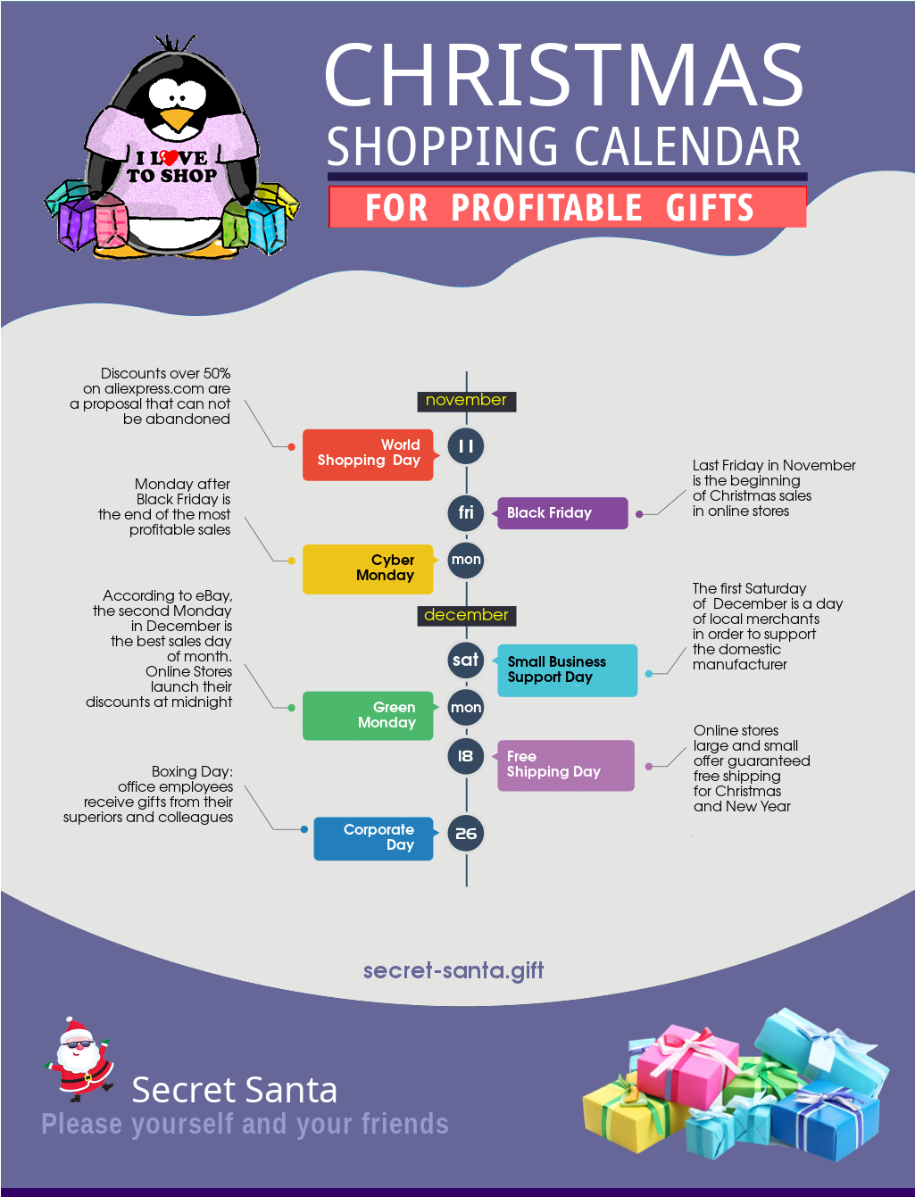 Xmas discounts and promotions calendar
